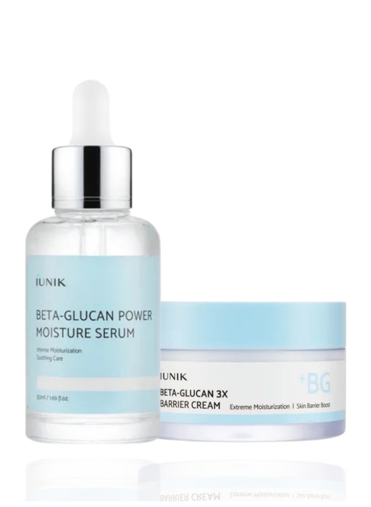 آي يونيك علاج الجفاف الشديد وتلف الحاجز – سيروم iUNIK Beta Glucan + كريم 3X Barrier ترطيب عميق وتجديد قوي للبشرة - Image 1